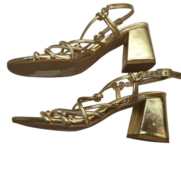 BCBGeneration 7 Gold Women's Sandal 3 Inch Heel Shoe - Picture 1 of 8